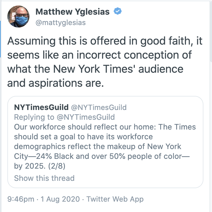 A tweet by Matt Yglesias